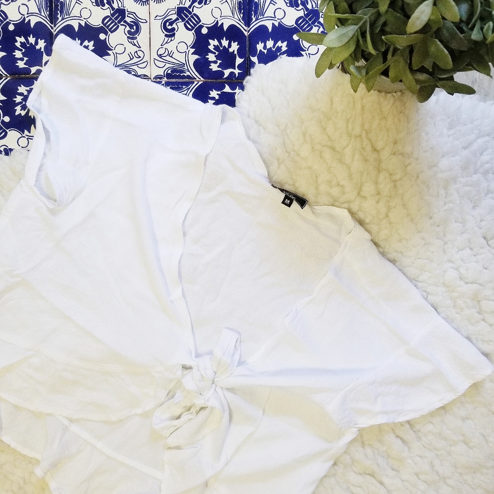 HERA white front tie top